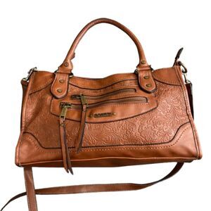 Rosetti Tooled Faux Leather Crossbody Bag Tan‎ Western Bohemian Floral